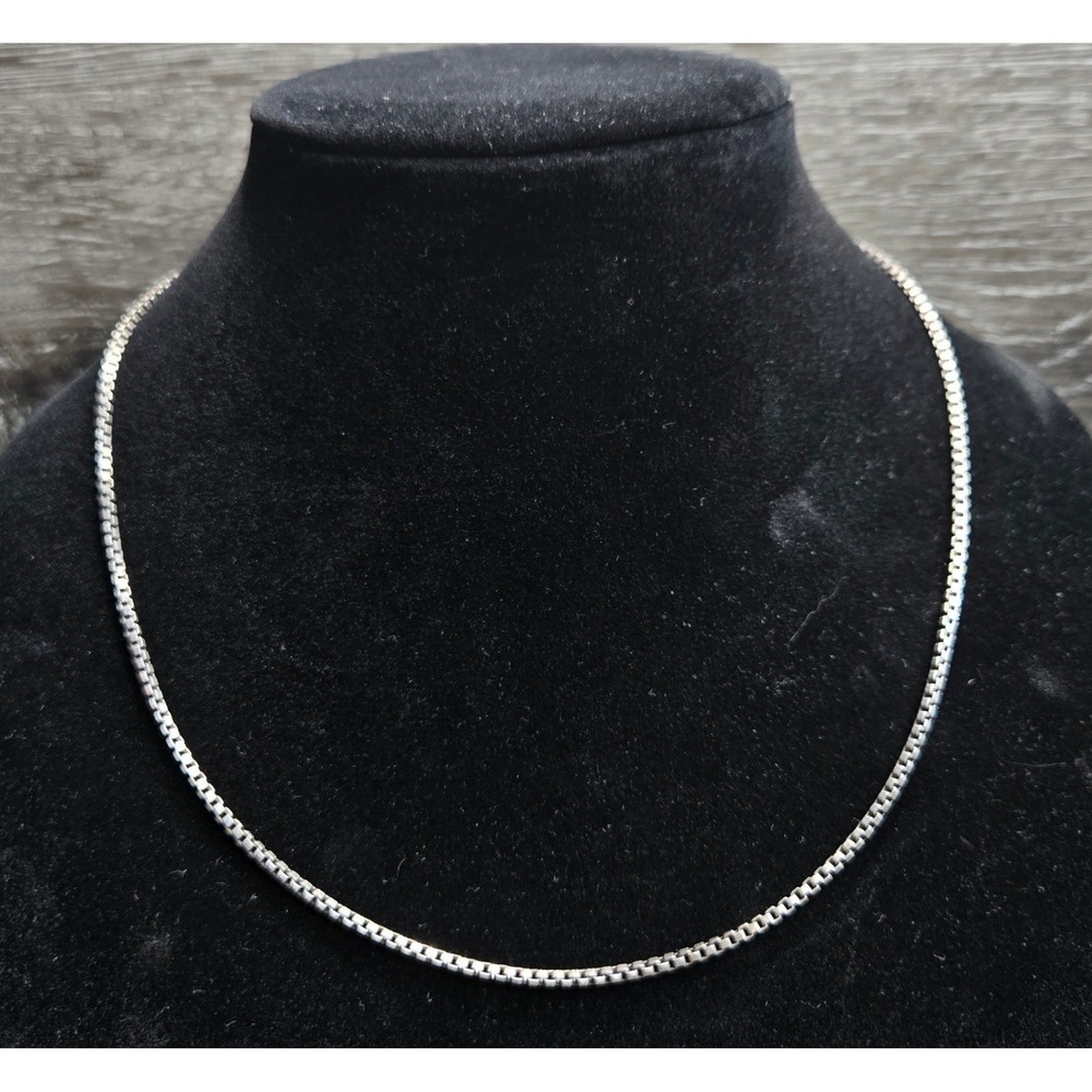 Vintage 925 Sterling Silver Italian Box Chain Necklace 2mm 20" Spring Ring Clasp